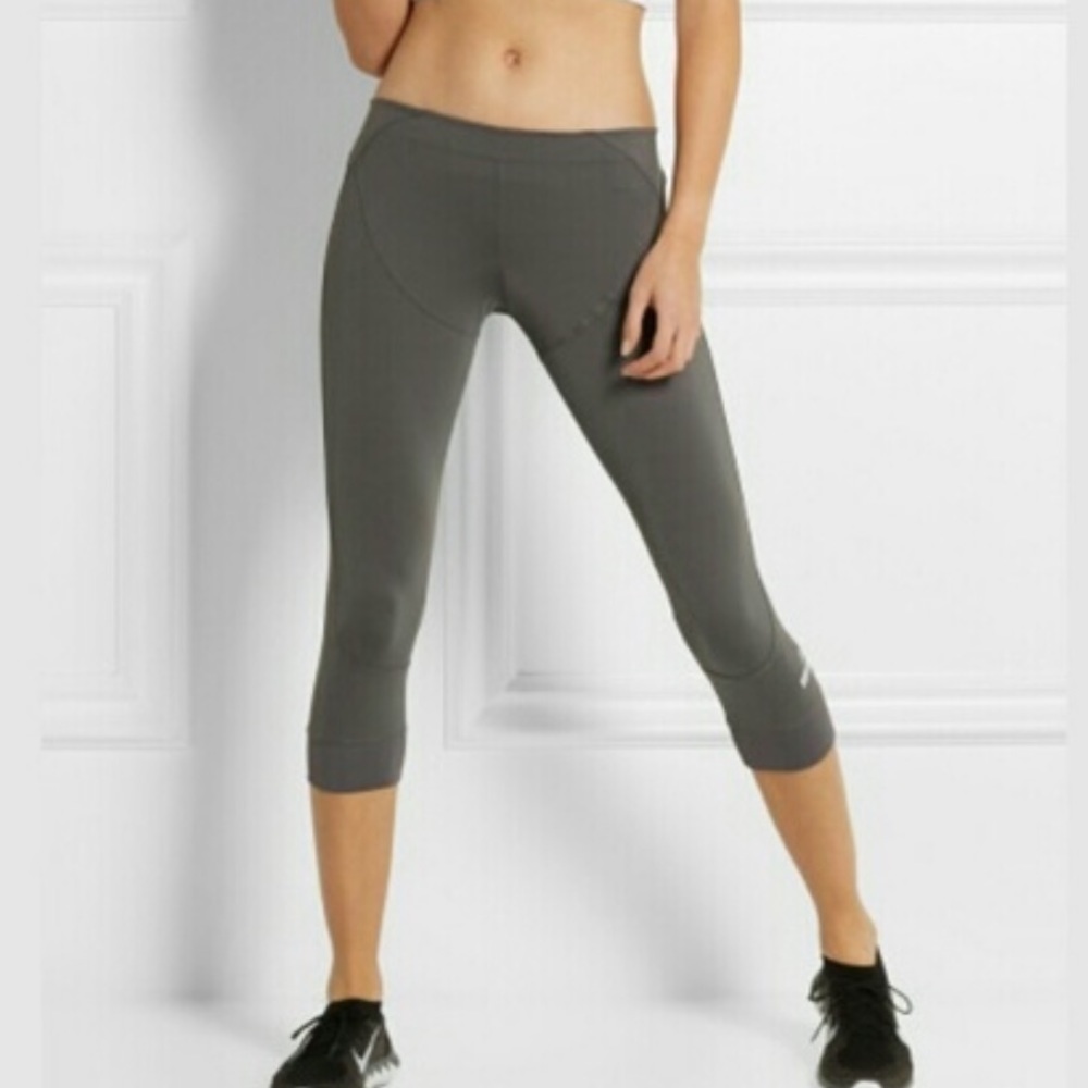 Adidas by Stella McCartney Cropped Leggings Asphalt Gray Elastic Waist Size S